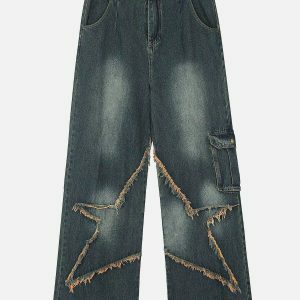 retro fringe loose jeans [edgy] 3933